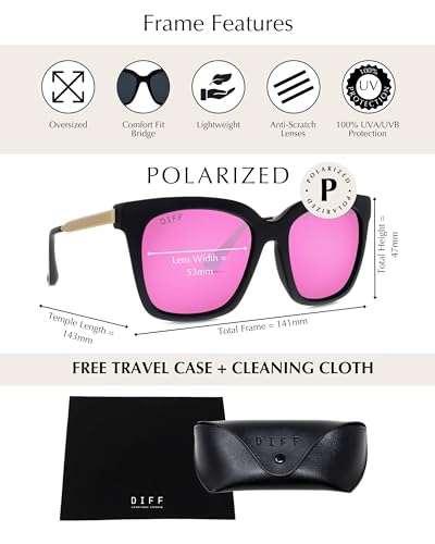 UV400 Polarized Oversized Square Sunglasses for Women Bella + Pink Mirror
| Bella Women's UV400 Polarized Oversized Squ