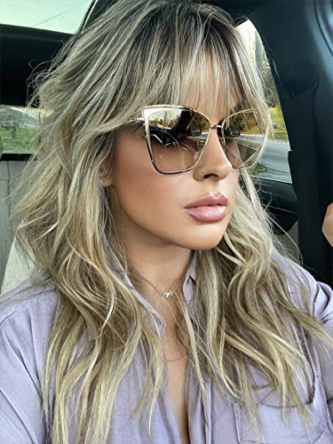 DIFF Becky Oversized Designer Cat Eye Sunglasses for Women UV400 Protection Trendy Lightweight Metal Frames